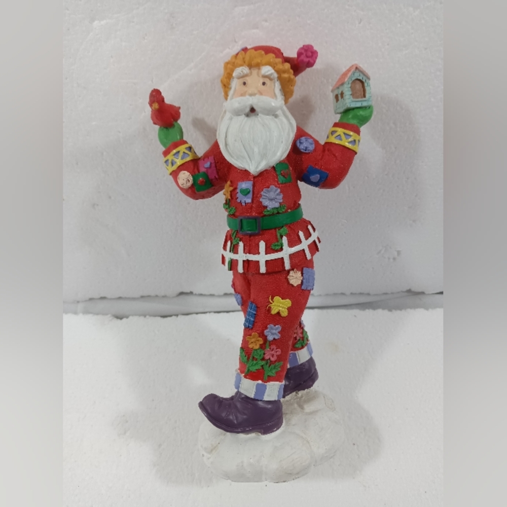 Vintage Jaimy Christmas Santa Holding Bird Birdhouse Statue Figurine